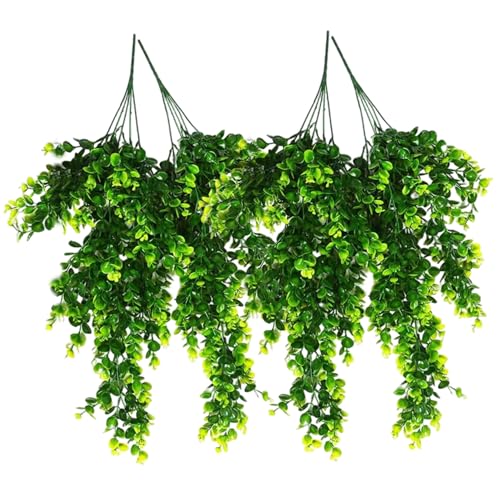 Plantas artificiales colgantes de eucalipto con diseño botánico realista pack de 4 6