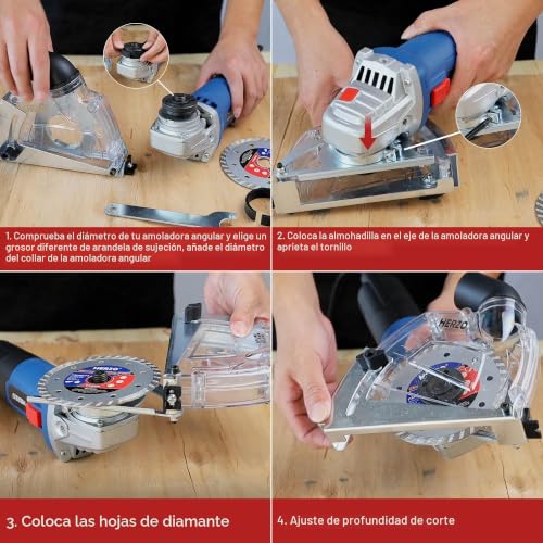 Miniatura 5 de Herzo Guía De Corte Con Racor De Aspiración Para Cortar 115mm 125 Mm