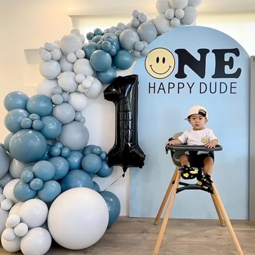 Image of Jobkoo Slate Blue Balloons 5 Inch, 60Pcs Small Dusty Latex 5'' Mini Matte Retro Sea Helium for Birthday Boho Baptism Wedding Party Decorations