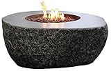 Elementi Outdoor Fiery Rock Fire Pit Table 50 x 42 Inches Grey Durable Glass Reinforced Concrete...