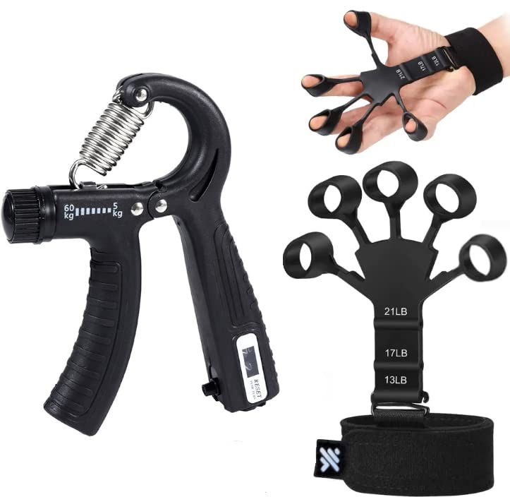 Gripster Hand and Finger Grip Strengther Combo Bundle