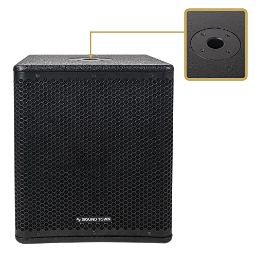 Image of Sound Town Oberon Series 12 inch 800W Powered PA /DJ Subwoofer with Class-D Amplifier, LPF, Birch Plywood, Black (OBERON-12SPW)