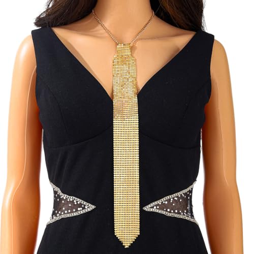 Sequins Neck Tie Black Sequins Strands Necklace Gothic Long Neck Tie Jewelry for Party Prom Daily2