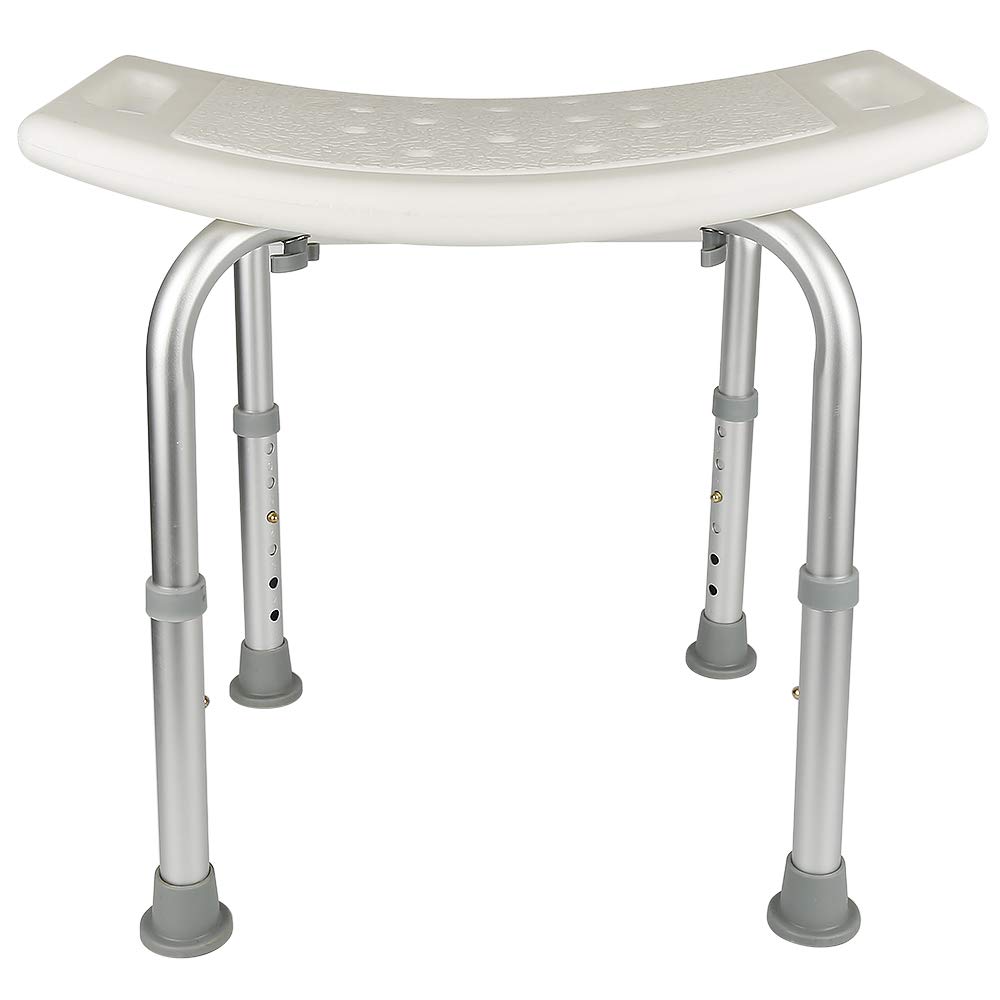 Grande panca antiscivolo bianca, sgabello per vasca da bagno con gambe in alluminio, altezza regolabile, seduta aggiuntiva (bianca-01)