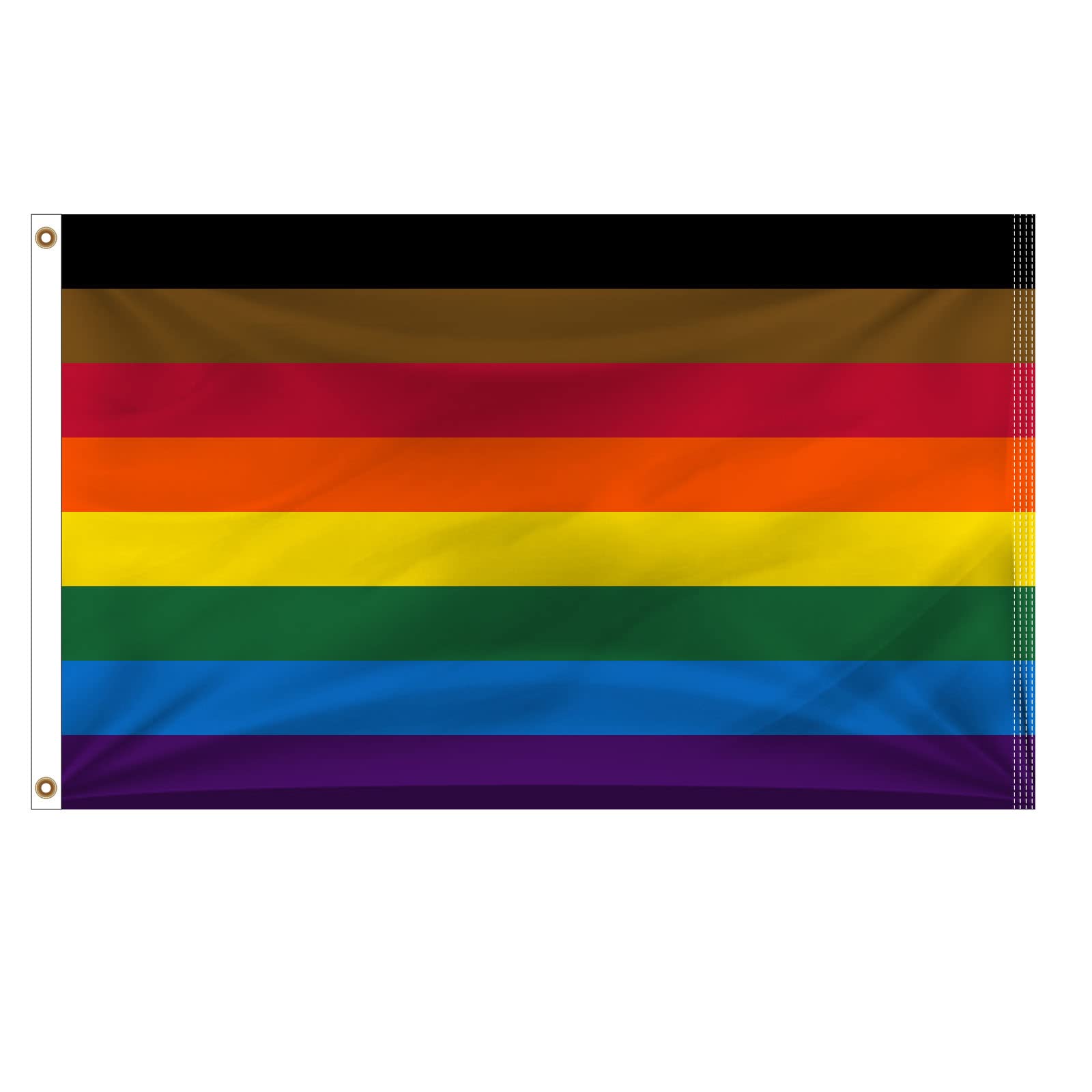 Homissor Philadelphia Pride Flag 3x5 Philly Rainbow Flags LGBTQ Gay Brown and Black Flags for Outdoor Wall with Brass Grommets & Durable Header