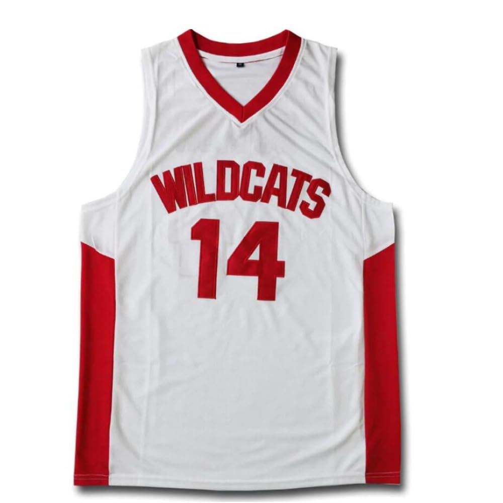 Men's #14 Bolton Wildcats Vintage Throwback Basketball Jersey Top Stitched (White,L)