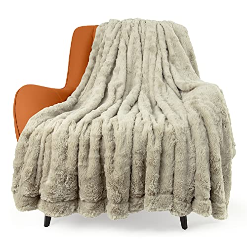 Toonow Faux Fur Luxury Throw Blanket,Double Side Soft Fluffy Shaggy Fuzzy Blanket For Couch Sofa Bed, 51''X67'' (Pumice Stone, 51" X67") #TOP25