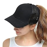 【Großartige Qualität】Damen-baseball kappe mit Pferdeschwanzschlitz bestehen aus 80% Polyester und 20% Baumwolle. Super weich, Atmungsaktiv, Geringes Gewicht. Außergewöhnliche Qualität