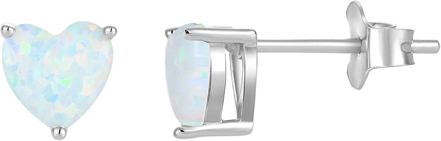 YL Heart Earrings 925 Sterling Silver Love Solitaire Stud Earrings 6x6 MM Birthstone Jewelry for Women