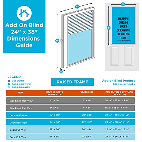 Odl Add On Blinds For Raised Frame Doors - Outer Frame Measurement 24" X 38" - Home Improvement - Easy To Install, Use And Maintain - Innovative Window Shades Protected Behind Tempered Safety Glass #TOP3