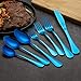 NTT Nóż widelec zestaw łyżek, stal nierdzewna zachodnia zastawa stołowa hotel okrągła głowa sztućce do steków 28/42 szt., niebieski zestaw 28-częściowy