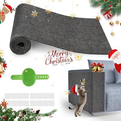 Cat Scratch Furniture Protector, 78.7''x15.8'' Trimmable DIY Self-Adhesive, Durable Corner Scratcher Couch Protectors from Cat Claws for Sofa, Tree Shelves & Scratching Posts (Dark Gray)