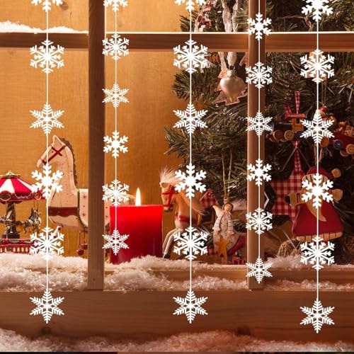 Schneeflocken Girlande Weihnachten Deko Winterdeko Hängend, 6 x 2...