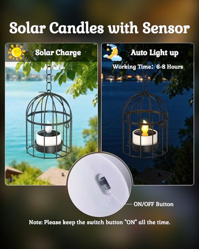 Image of SoulBay 6pcs Solar Power Tea Lights Outdoor Candle Flameless Flicker IP65 Waterproof Rechargeable LED Candles with Dusk to Dawn Sensor for Lantern Garden Camping Party Home Decorations, 2.3 inch x 2 inch