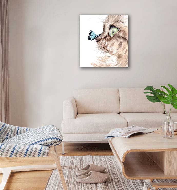 猫と蝶 動物画 油絵 絵画 インテリア Amazon.co.jp: ZYCH 油絵 動物 猫 プロ 蝶 キャンバス ウォール