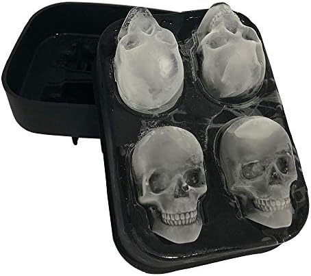 Stritra - 3D Skull Silicone Jello Ice Mold Flexible Cube Maker Tray for Halloween and Christmas Party. Best for Whiskey and Cocktails