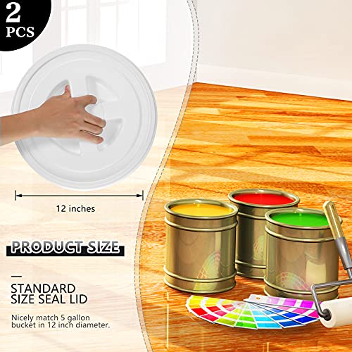 Image of Jetec 2 Pack 5 Gallon Bucket Lids 12 Inch, White and Black | Leak-proof Seal Screw Lid, Plastic, Food Grade, Reusable Bucket Lid, for Pet Food, Beans, Paint Storage, Industrial Buckets