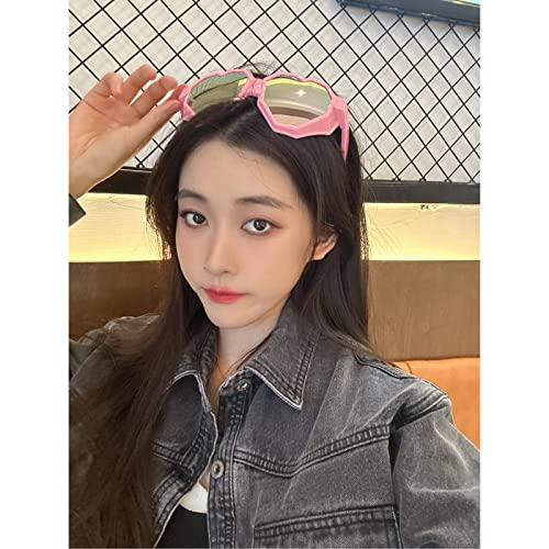 Image of laureles Fashion Heart Shaped Goggle Y2K Sunglasses Women One Piece Oversized Love Sun Glasses Men
