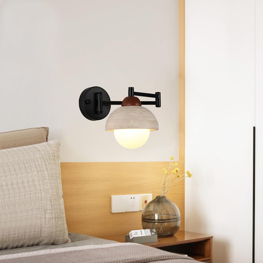 Jadssox Lámpara de Pared de Metal para Interiores, Ajustable, para tocador de baño, con Brazo articulado para Dormitorio, mesita de Noche y Sala de Estar, Acabado Negro Mate.