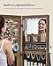 SONGMICS LED Cabinet Standing, Lockable Jewelry Armoire with Full-Length Mirror, Space-Saving Jewelry Organizer with Mirror, Bottom Drawer and Shelf, Gift Idea, Rustic Brown UJJC025X01