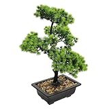 MAGICLULU Dekorativer Künstlicher Bonsai Baum im Topf Kompakte Grüne Kunstpflanze für Wohnzimmer Büro Badezimmer Pflegeleichte Bonsai Deko