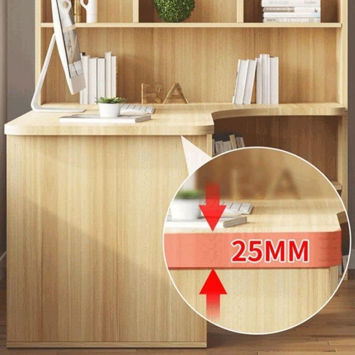 CraftThink Computer Desk with Drawers and Bookshelf, Rustic Wood Corner Desk Writing Desk Table Student Desk Writing Laptop Home Office Desk for Home Office Study,White Color 55" L x 31" W x 29" H