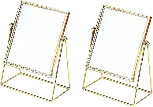 2 Pcs Metal Makeup Mirror Espejos para Maquillaje Mirror Mirror Handmade Make up Mirror Metal Cosmetic Mirror Tabletop Cosmetic Mirror Makeup Vanity disponible en Yaxa Colombia