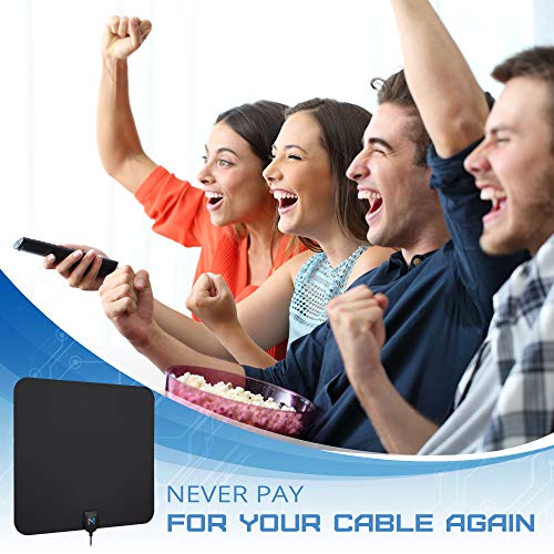[High Power Amplifier] HDTV Indoor Antenna Black Long Range 330 Mile Signal Reception; Hi-Power Amplified Antenna + 16.5 ft Coax Cable; Supports All HD Digital TV formats; Mata1-USA - Thumbnail 3