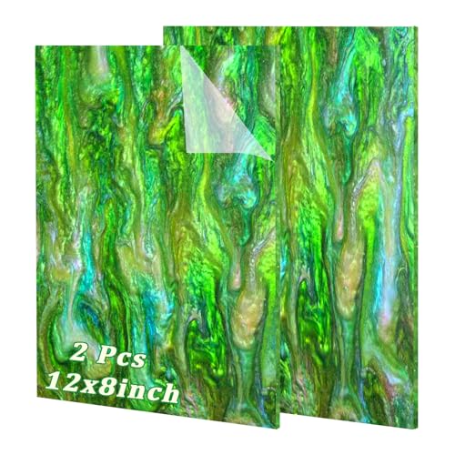 Image of Pearl Glitter Cast Acrylic Sheet 1 /8 Inch for Laser Cutting 12x8 Inch Sparkly Water Stream Pattern Acrylic for Laser Engraving, Crafts, DIY Projects (2, Green, 12x8 Inch)