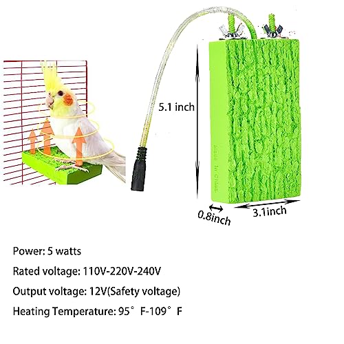 Cdipesp Aquecedor Para Gaiola De Pássaros, Suporte Poleiro, Placa Aquecimento Resina Ecológica, Acon