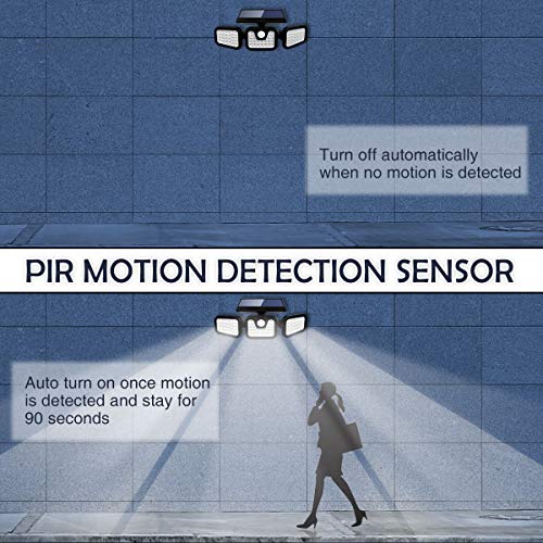 Solar Lights Outdoor with Motion Sensor, CHARMINER 3 Heads Security Adjustable Lights Solar Powered, 74 LED Flood Lights Motion Detected Spotlight for Garage Yard Porch Garden, 2 Pack