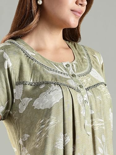 Image of 9shines Label Premium Alpine Maxi Designer Nighty | Floral Print Maxi for Women | Night wear for Women | | Full Length Night Gown for Women | Night Dress for Women Stylish (2467)