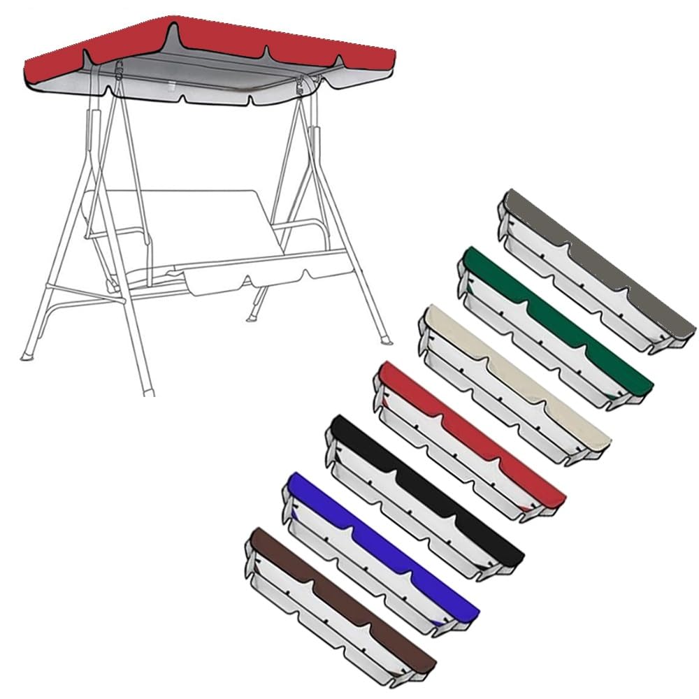 RTVGNSZSJL 64x45in Swing Canopy Replacement Cover 2 3 Seater Universal Porch Swing Canopy Replacement Waterproof Swing Top Cover For Patio Yard Hammock(Red,75x52x6in-190x132x15cm)