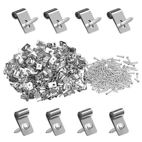 DfuGift [with 100 Screws] 100 Pack Stainless Steel Wire Fence Clips Heavy Duty Fencing Mounting Fasteners for 12-16 Gauge Welded Wire Rust-Resistant Clips for Wood Metal or Vinyl Posts