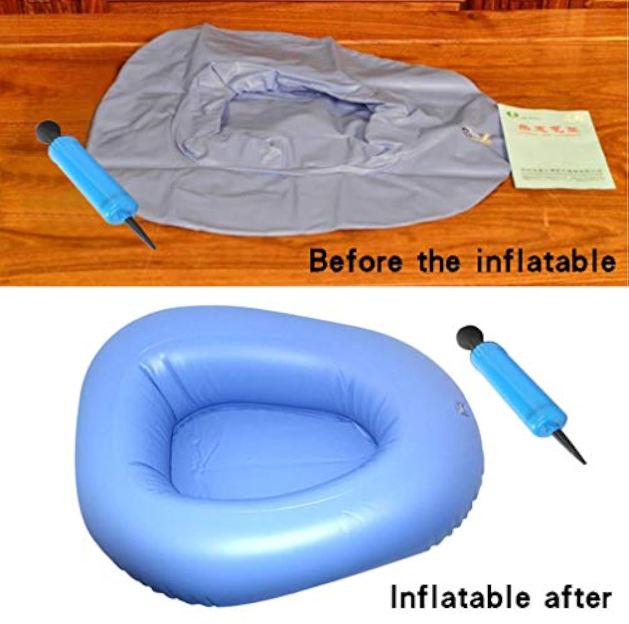 Bigger Washable Portable Air Inflation Blue Bed Pan