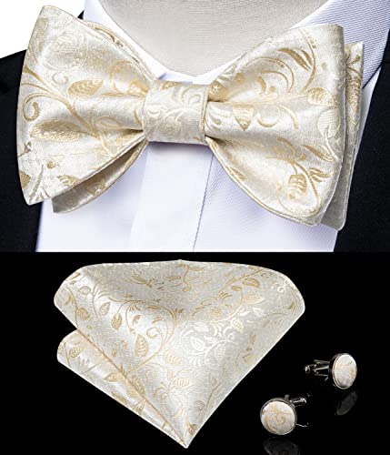 Image of DiBanGu Mens Silk Self Bow Tie Set 4PCS for Tuxedo Wedding