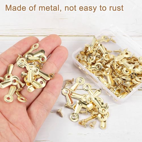 Image of uxcell 100Pcs Picture Frame Turn Button, Frame Backing Fasteners with 100Pcs Screws, Frame Hardware for Hanging Pictures Photos, Gold