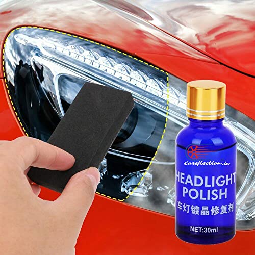Careflection Automotive Headlight Restoration Scratch Repair Agent Premium Vehicle 9H bond Ceramic Coating NANO HEADLAMP CRYSTAL PLATED Polish Liquid Glass Care Hydrophobic Auto Detailing for Automobiles, Cars & Motorcycles (30 ML with Sponge)