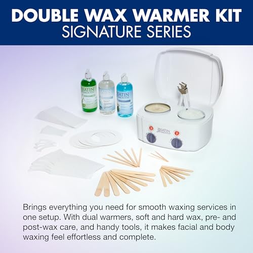 Image of Satin Smooth Double Wax Warmer Kit - Signature Series, Dual Wax Pot Heater for Hard & Soft-Wax, Hair Removal for Face & Body, Brazilian Bikini, Waxing Kit for Women & Men
