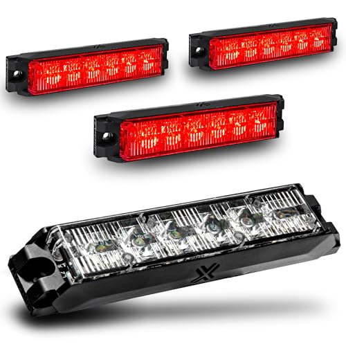 Image of LAMPHUS 4pc NanoFlare 5 inch 6W Red LED Surface Mount Police Grill Strobe Warning Lights [SAE Class 1] 12V Grille Flashing Emergency Fire Lights for EMS Firefighter Responder Vehicle Car Truck