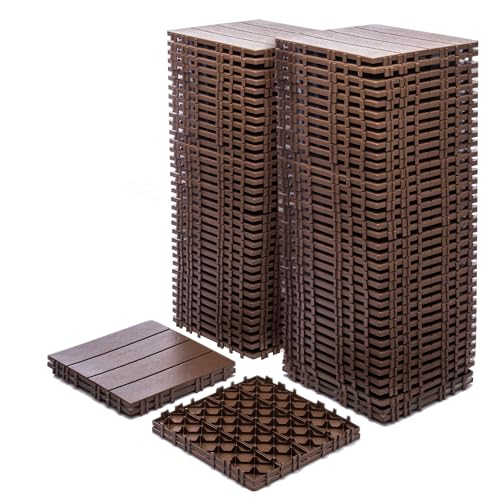 76 Pack Interlocking Deck Tiles, 11.42"x11.42" - 68.80 Sq.Ft Wate...