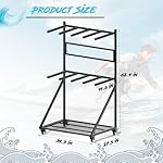 Lhysn Surfboard Rack for 4 Boards,Heavy Duty Two-Tier Design Indoor Display Stand with Wheels for Shortboard and Longboard Organizer,Vertical Storage Paddleboard Wakeboard Holder/Metal - Image 2