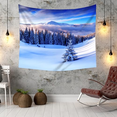 Tapiz de pared decorativo de bosque invernal para transformar el ambiente de tu dormitorio 3
