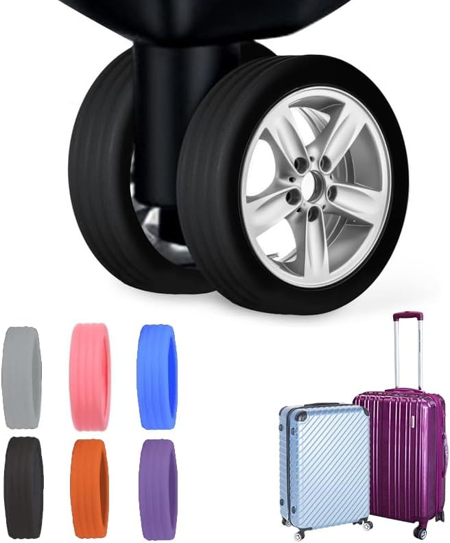 SiQiYu 8 PCS Luggage Wheel Covers, Luggage Compartment