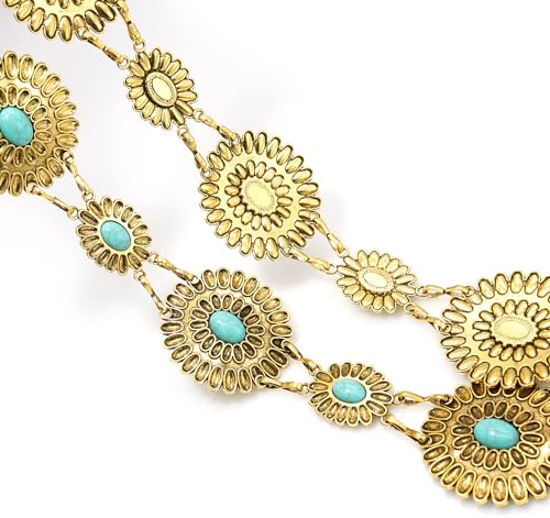 Image of Women's Concho Chain Belt Western Cowgirl Metal Waist Chain Belt for Dress