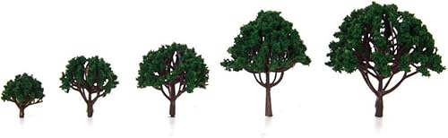 Miniatura 6 de Sewroro 20pcs Escala Árboles Modelo Paisaje Árboles Modelo Miniatura Árbol Mini Diorama Árboles Tamaño Mixto Verde Oscuro