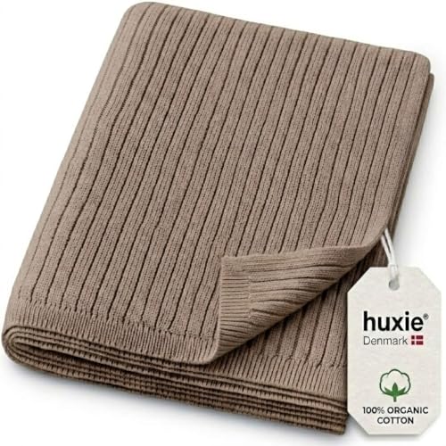 Image of Knitted Organic Cotton Baby Blanket- Swaddle Blanket, 30" x 40" Soft Receiving Blanket for Newborn (Mochachino)