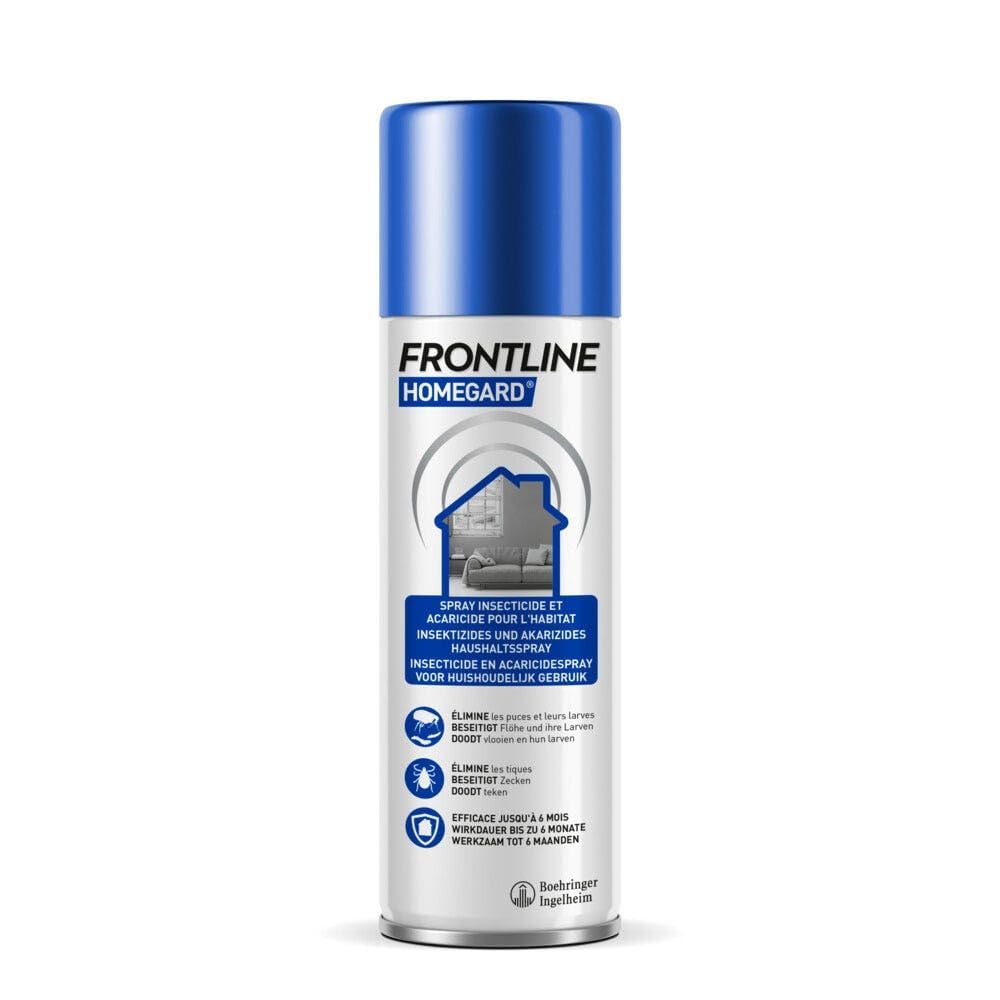 FRONTLINE Homegard Spray -Insecticide et Acaricide Pour l'Habitat -Anti-puces, Larves de Puces, Tiques - Efficacité résiduelle jusqu’à 6 mois - Fabriqué en France - 500 ml