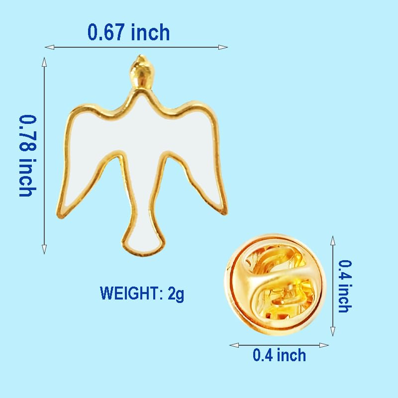 Image of 9 /20 /50 Pcs White Dove Lapel Pins White Holy Spirit Dove First Communion, Baptism, Confirmation, and Memorial Gifts