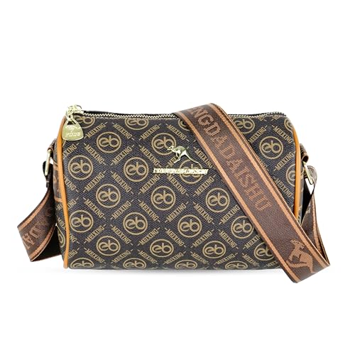 Storite Women's Crossbody Sling Bag (Gold Dark Brown)